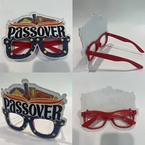 Passover theme party glasses with wine cup and star patterns shown from multiple angles