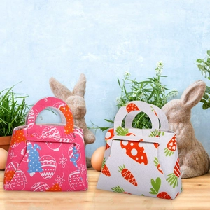 Easter bunny and carrot non-woven gift bags with handles for kids candy DIY crafts