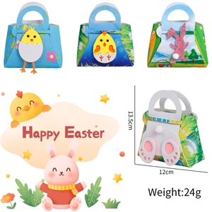 Easter felt gift bags set with cartoon bunny and chick designs for kids candy