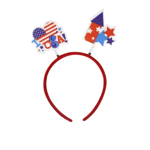 Independence Day headband featuring USA flag heart and patriotic rocket decor