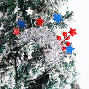 Independence Day headband with red white blue glitter stars and silver tinsel details