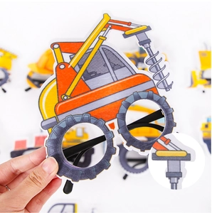 Detailansicht der Bagger-Partybrille mit beweglichem Rad und Bohrer-Design-Details