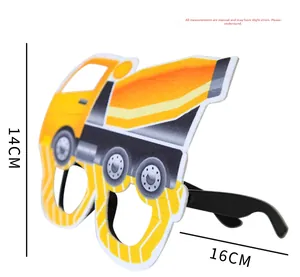 Mixer truck party glasses dimensions showing 14cm height and 16cm width detail