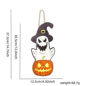 Halloween wooden ghost and pumpkin door sign hanging decoration with dimensions