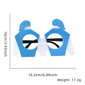 Blue felt horse racing party glasses dimensions 16.5x10cm with lightweight black plastic frame