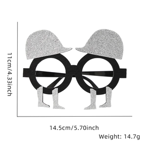 Detailed size chart of novelty equestrian party glasses with dimensions and weight specs