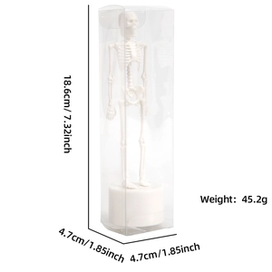 Detailed size specifications for LED skeleton figure with 18.6cm height and weight info