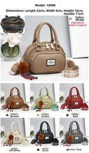 Detailansicht der Mini Boston Tasche Maße 22x9x16cm und sieben verfügbaren Farbvarianten
