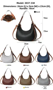 Detailed dimensions of the hobo shoulder bag with woven texture and synthetic leather strap