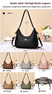 Detail view of lychee texture hobo bag with bow hardware and 26cm handle dimensions