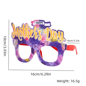 Detailed dimensions and weight of floral Mother's Day party glasses with red temples