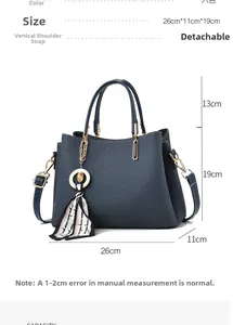 Guide des tailles pour sac à main marine avec dimensions 26cm x 11cm x 19cm