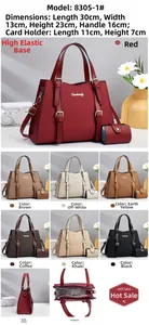 Detailed view of the structured faux leather tote bag and matching card holder set