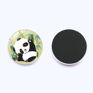 Cute panda glass refrigerator magnets set with strong magnetic backing for office whiteboard