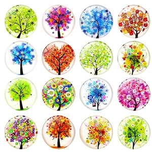 Aimant de Réfrigérateur Arbre de Vie 25mm Cabochon en Verre Autocollant Magnétique pour Tableau Blanc Artistique Arbre Floral Décoration Maison Accessoire
