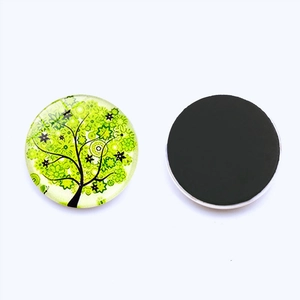 Aimant de réfrigérateur Tree of Life en verre 25mm avec motif floral vert artistique