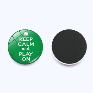 Golf theme fridge magnet featuring green pattern and Keep Calm and Play On quote