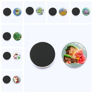 Cartoon Dinosaur Glass Fridge Magnet Decorative Magnetic Sticker For Home Kitchen Office Decor Round Kids Gift