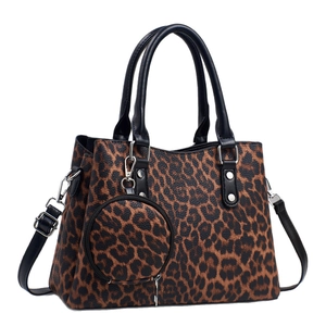Set borsa a mano leopardata con tracolla rimovibile e piccolo portamonete rotondo