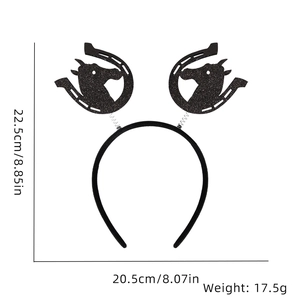 Detailed size specifications for the horse racing headband with dimensions and weight