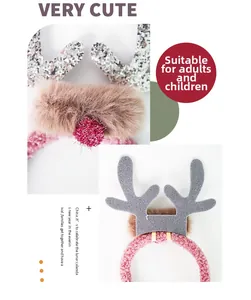 Detailed view of sequin reindeer antlers headbands for both adults and children