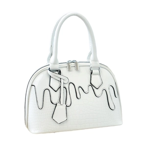 Borsa a mano bianca stile macaron con design a goccia di crema e texture a grana fine