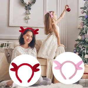 Festive Christmas plush reindeer antlers headband set for holiday party costumes and props