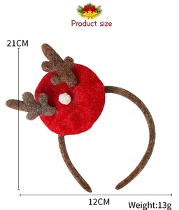 Christmas reindeer headband size chart showing 21cm height and 12cm width dimensions