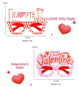 Detail of Valentine's Day party eyewear with I LOVE YOU and HAPPY Valentine's DAY text