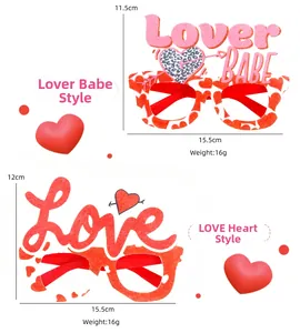 Detail view of red Love glasses and pink Lover Babe frames with 15.5cm size dimensions