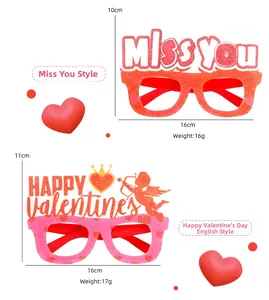 Detailed size specifications for red glitter Love and Happy Valentine's Day party glasses
