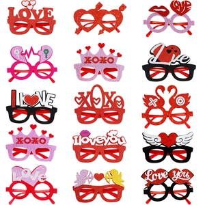 Lunettes Coeur Saint Valentin Rouge Rose Paillettes LOVE XOXO Cupidon Cygne Mascarade Fête Accessoires Photo Mariage Lunettes