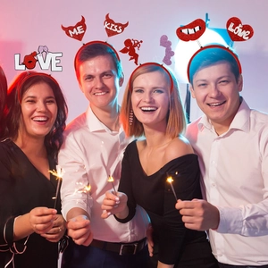 Valentine's Day headbands with heart, love and kiss patterns for party photo props