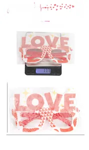 Red heart-shaped LOVE party glasses dimensions 17x11.5cm and 17.7g weight specifications