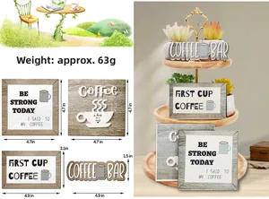 Detalles de tamaño y peso para letreros de madera decorativos de barra de café rústica