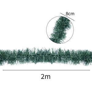 2m lange grüne Weihnachtsgirlande mit 8cm Breite für Weihnachtsbaum und festliches Dekor