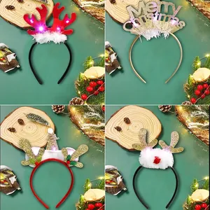 Cerchietto con corna di Natale a LED luminosi e decorazioni festive per capelli