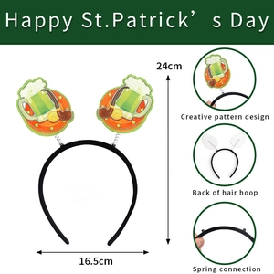 Diadema de San Patricio con tréboles y jarras de cerveza para accesorios de fiesta irlandesa