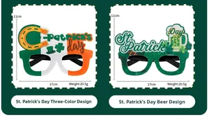 Dettagli di dimensioni e peso per occhiali da festa San Patrizio trifoglio e birra