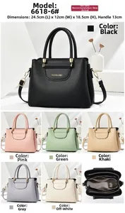 Detailed size chart and multi-color selection for macaron leather shoulder bag