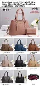 Detail view of crocodile pattern tote bag set with dimensions and multiple color options