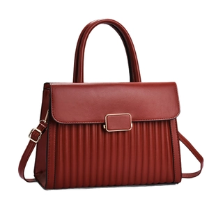 Elegant wine red bridal handbag with pleated design and golden buckle for weddings