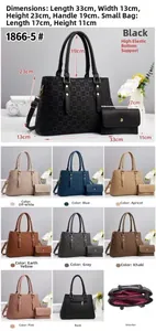 Détails de l'ensemble sac à main à carreaux, dimensions 33x13x23cm et petite pochette
