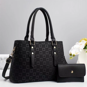 Sac À Main Et Portefeuille Pour Femmes Cuir PU Gaufrage À Damier Grande Capacité Sac Bandoulière Fourre-Tout Mode Classique