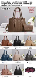 Dettagli del set borsa tote a scacchi con dimensioni e rivetti metallici decorativi