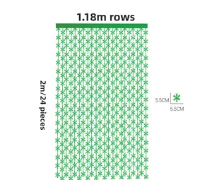 Detailed technical drawing of green snowflake curtain backdrop, 1x2m with 18 strands