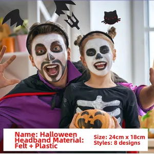 Halloween felt headband featuring bat wings and black cat style for party festive decor
