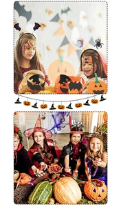 Halloween felt headbands featuring pumpkin, bat wings and ghost designs for party