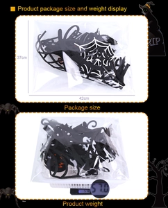 Detailed view of Halloween party decoration pack showing size and 57g weight