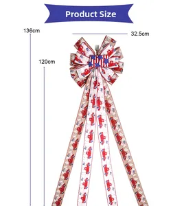 Detailed dimensions of patriotic American flag bow for large Christmas tree decoration
